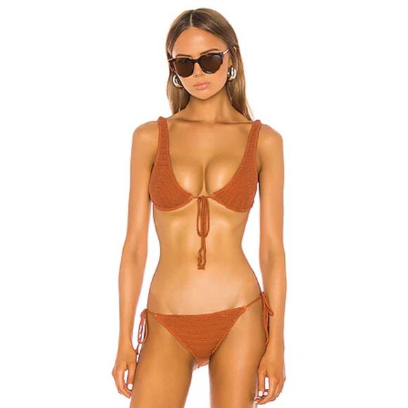 LPA Other - LPA Crochet Mystique Bikini Set in Rusty Orange Medium Top Small Bottoms